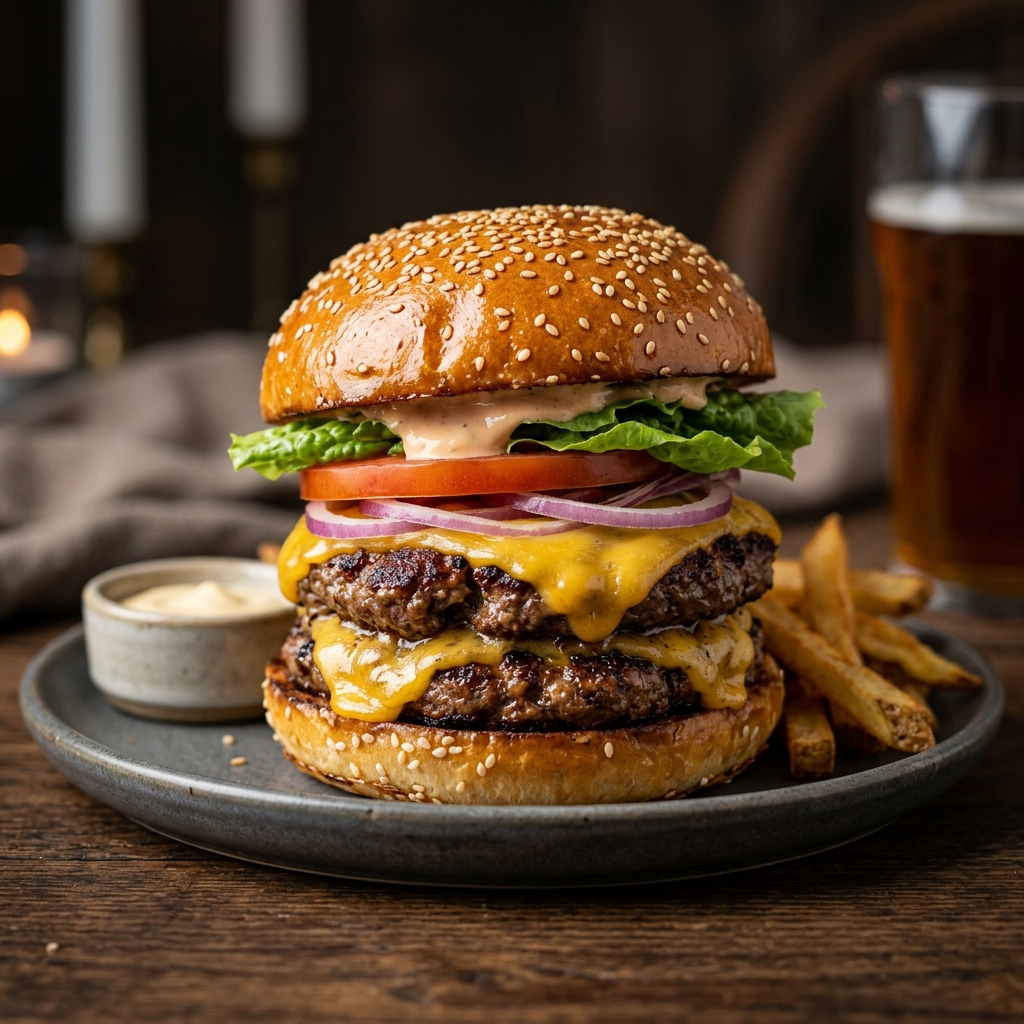 Hamburguesa en simulador de catálogo interactivo